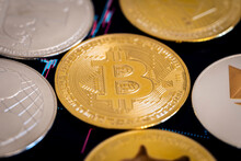 Bitcoin Crypto Coin Close Up