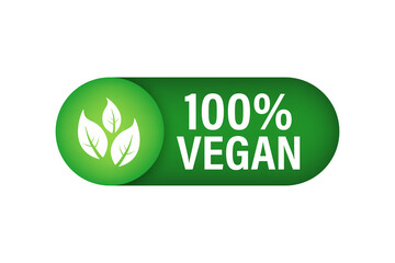 Sticker - 100 vegan icon design. Green vegan friendly symbol. Vector stock illustration.