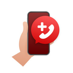 Poster - Flat illustration with red emergency call for concept design. Call icon vector. Hotline concept.