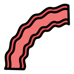 Wall Mural - Bacon breakfast icon. Outline bacon breakfast vector icon color flat isolated