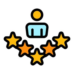 Sticker - Star credibility icon. Outline star credibility vector icon color flat isolated