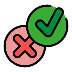 Sticker - Approved rejected control icon. Outline approved rejected control vector icon color flat isolated