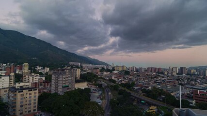 Poster - Time-lapse day to night of Caracas city from east side. Venezuela