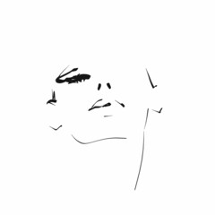 Wall Mural - Face of young beautiful woman. Illustration on the theme of fashion and beauty in sketch style. Vector