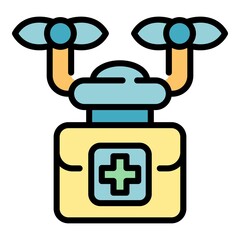 Poster - Drugs drone icon. Outline drugs drone vector icon color flat isolated