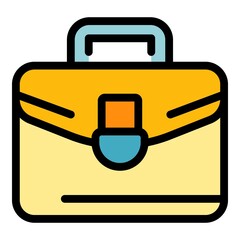 Canvas Print - Man briefcase icon. Outline man briefcase vector icon color flat isolated