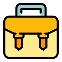 Sticker - School briefcase icon. Outline school briefcase vector icon color flat isolated