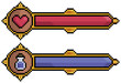 Pixel art life bar and mana bar. health energy bar vector icon for 8bit game on white background