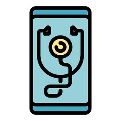 Poster - Clinic phone medicine icon. Outline clinic phone medicine vector icon color flat isolated