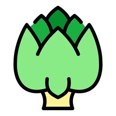 Sticker - Healthy artichoke icon. Outline healthy artichoke vector icon color flat isolated