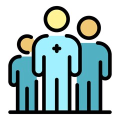 Sticker - Family medical care icon. Outline family medical care vector icon color flat isolated