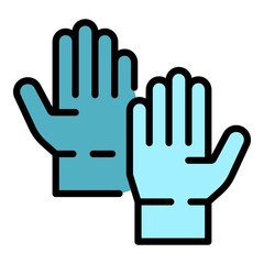 Sticker - Dentist medical gloves icon. Outline dentist medical gloves vector icon color flat isolated