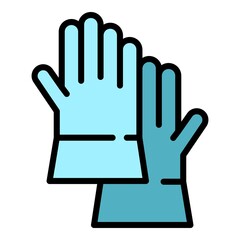 Poster - Prevention medical gloves icon. Outline prevention medical gloves vector icon color flat isolated