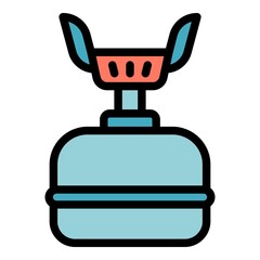 Sticker - Portable gas stove icon. Outline portable gas stove vector icon color flat isolated