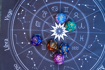 zodiac horoscope with divination dice