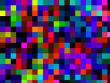Texture Of Multicolored Square Pixels. 3D Rendering