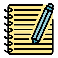 Sticker - Student notebook icon. Outline student notebook vector icon color flat isolated