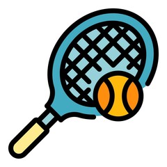 Sticker - Squash racketicon. Outline squash racketvector icon color flat isolated