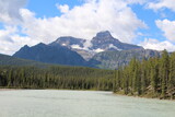 Fototapeta Na ścianę - Peak By The Athabasca River, Jasper National Park, Alberta
