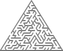 Vector Backdrop With A Gray Triangular 3D Maze, Labyrinth.