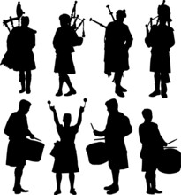 Bagpipes And Drummers Silhouette Pack