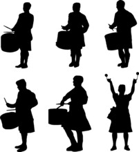 Marching Pipe Band Drummers Silhouette Pack
