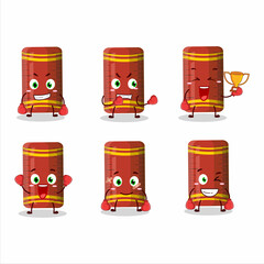 Poster - A sporty red ruler boxing athlete cartoon mascot design