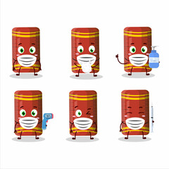 Sticker - A picture of red ruler cartoon design style keep staying healthy during a pandemic