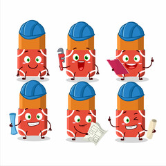 Sticker - varchitect red eraser cute mascot character with pliers