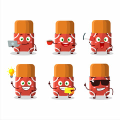 Poster - red eraser cartoon character with various types of business emoticons