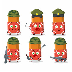 Wall Mural - A charming soldier red eraser cartoon picture bring a gun machine