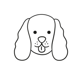 Wall Mural - Cute cocker spaniel face. Dog head linear icon. Doodle dog portrait. Hand drawn vector illustration isolated on white background.