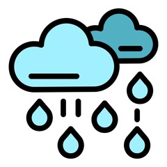 Wall Mural - raining clouds icon. outline raining clouds vector icon color flat isolated