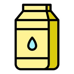 Sticker - Eco milk box icon. Outline eco milk box vector icon color flat isolated