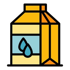 Sticker - Farm eco milk icon. Outline farm eco milk vector icon color flat isolated