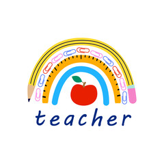 Teachers life rainbow and apple appreciation day tshirt design