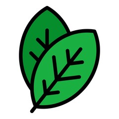 Sticker - Organic leaves farm icon. Outline organic leaves farm vector icon color flat isolated