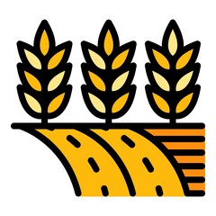 Wall Mural - Wheat land icon. Outline wheat land vector icon color flat isolated
