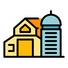 Sticker - Farm building icon. Outline farm building vector icon color flat isolated