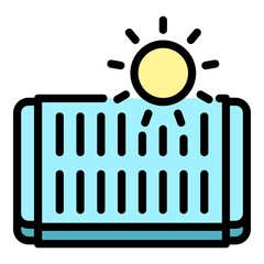 Canvas Print - Sun eco panel icon. Outline sun eco panel vector icon color flat isolated