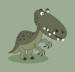 Sticker - Green dinosaur with spots and large claws and sharp teeth