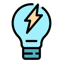 Sticker - Energy bulb icon. Outline energy bulb vector icon color flat isolated