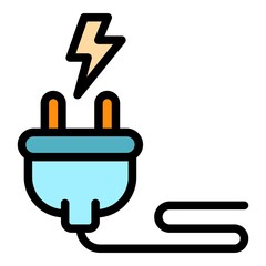 Wall Mural - Electric plug icon. Outline electric plug vector icon color flat isolated