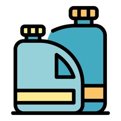 Sticker - Ecological bottles icon. Outline ecological bottles vector icon color flat isolated