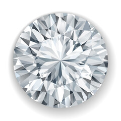 Wall Mural - Realistic vector illustration. Top view of a white diamond