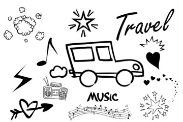 Wall Mural - hand drawn illustration of a set of icons for design