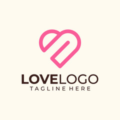 Wall Mural - Heart symbol love logo in line art concept