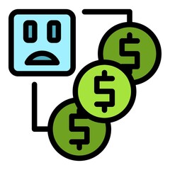 Sticker - Agent money scheme icon. Outline agent money scheme vector icon color flat isolated