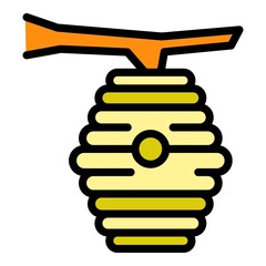 Poster - Beehive icon. Outline beehive vector icon color flat isolated