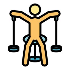Sticker - Weights rehabilitation icon. Outline weights rehabilitation vector icon color flat isolated